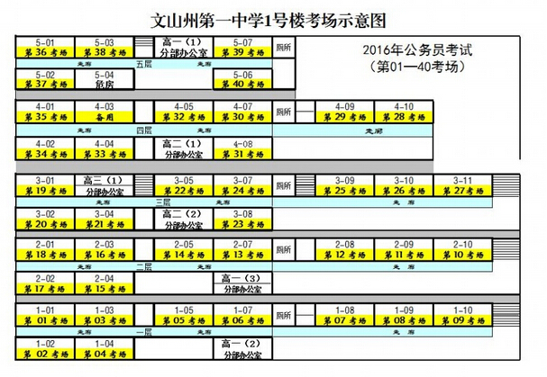 2016云南省考文山州第一中學考場安排2