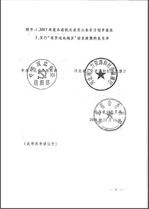 2017年河北省公務(wù)員四級聯(lián)考招錄計(jì)劃通知