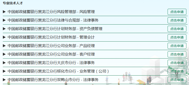 2017年中國郵政儲蓄銀行黑龍江分行金融職位招聘公告