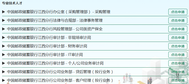 2017年中國郵政儲蓄銀行江西分行金融職位招聘公告